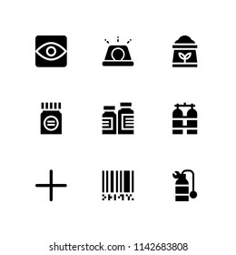 medical icon set. oxygen tank, plus and siren vector icon for graphic design and web