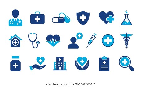 Medical icon set. Medical and Pharmaceutical icon set. Healthcare icon set. Hospital and medical care icon set