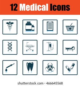 Medical icon set. Shadow reflection design. Vector illustration.