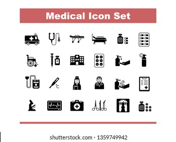 Medical Icon Set in Solid Style Vector