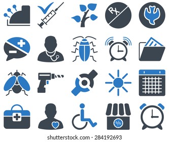Medical icon set. Style: bicolor icons drawn with smooth blue colors on a white background.