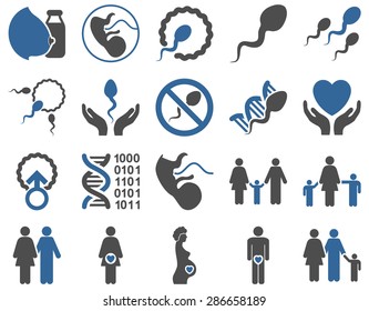 Medical icon set. Style: bicolor icons drawn with cobalt and gray colors on a white background.