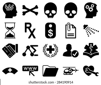 Medical icon set. Style: icons drawn with black color on a white background.