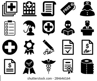 Medical icon set. Style: icons drawn with black color on a white background.