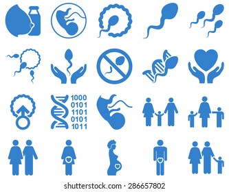 Medical icon set. Style: icons drawn with cobalt color on a white background.