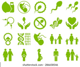 Medical icon set. Style: icons drawn with eco green color on a white background.