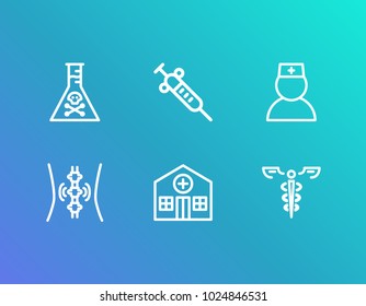 Medical icon set and syringe with poison, doctor and hospital. Hermes related medical icon vector items for web UI logo design.