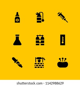 medical icon set. thermometer, pipette and flask vector icon for graphic design and web