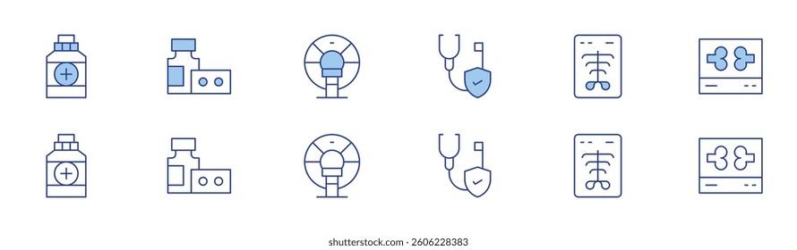 Medical icon set in two styles, Duotone and Thin Line style. Editable stroke. medicine, mri, medical insurance, x rays, x ray