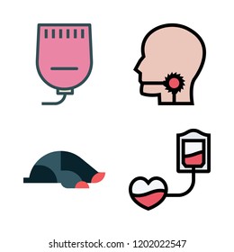 medical icon set. vector set about blood transfusion, sore throat, gel and mole icons set.