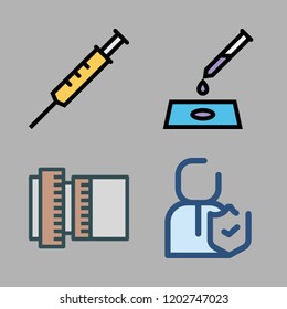 medical icon set. vector set about insurance, syringe, lens and sample icons set.