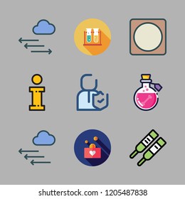 medical icon set. vector set about test tubes, info, poison and donation icons set.