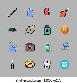 medical icon set. vector set about edema, hand wash, medical kit and kidney icons set.