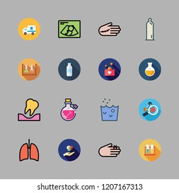 medical icon set. vector set about molecule, flasks, ultrasonography and drugs icons set.