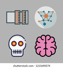 medical icon set. vector set about brain, skull, lens and molecules icons set.