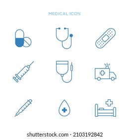 Conjunto de iconos médicos plantillas de diseño vectorial aisladas en fondo blanco
