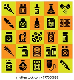 Medical icon set vector. drop counter, microscope, bottle and poison