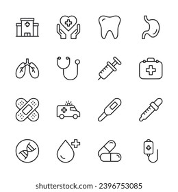 Icono médico conjunto de ilustración vectorial