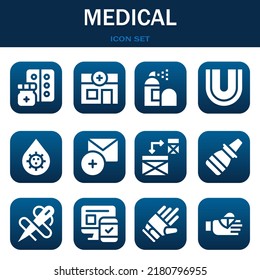 conjunto de iconos médicos. Ilustraciones vectoriales relacionadas con Medicina, Veterinaria y Spray