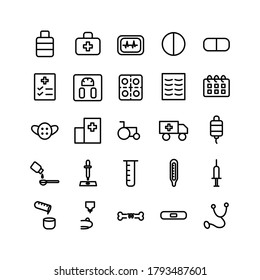 Medical icon set vector line for website, mobile app, presentation, social media. Suitable for user interface and user experience.