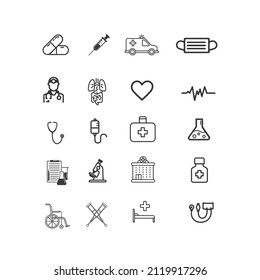Medical Icon Set. Vector line icons for your digital or print projects. covid-19. health. wash your hand. mask.