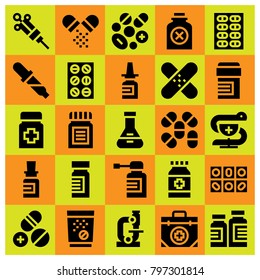 Medical icon set vector. pipette, pahrmacy, pills and medicine