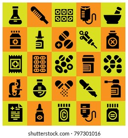 Medical icon set vector. syringe, spray, drop counter and thermometer
