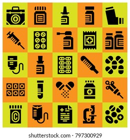 Medical icon set vector. test tube, drop counter, band and tube