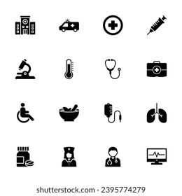Medical icon set vector for web, computer and mobile	app	