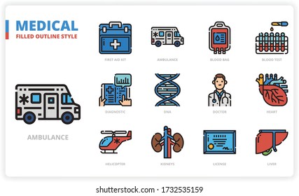 Medical icon set for web design, book, magazine, poster, ads, app, etc.