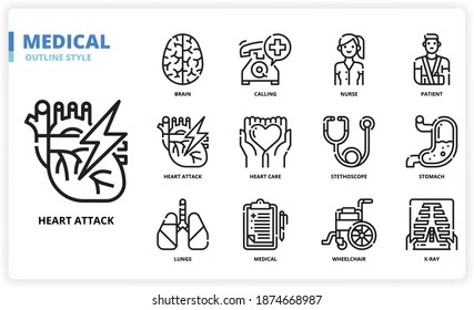 Medical icon set for website, application, printing, document, poster design, etc.