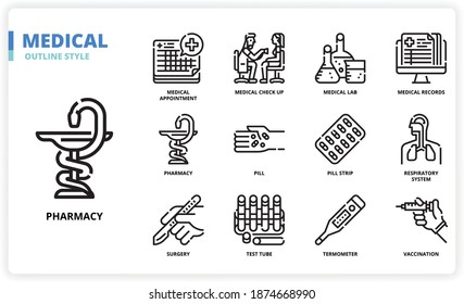 Medical icon set for website, application, printing, document, poster design, etc.
