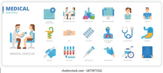 Medical icon set for website, application, printing, document, poster design, etc.