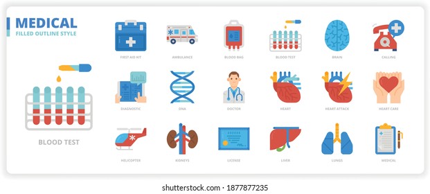 Medical icon set for website, application, printing, document, poster design, etc.