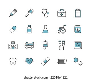 Medical icon set (with color).