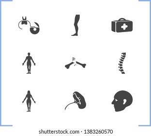 Medical icon set and woman body with human head, human body and leg. Bilirubin related medical icon vector for web UI logo design.