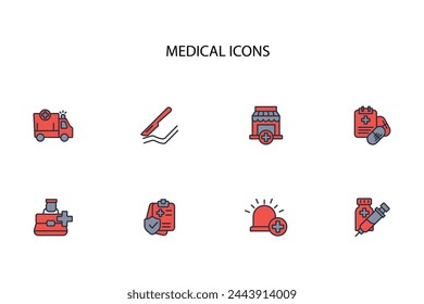 Icono médico set.vector.Trazo editable.signo de estilo lineal para el uso de diseño web,logo.Ilustración de símbolo.