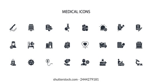 Conjunto de iconos médicos.Vector.Trazo editable.signo de estilo lineal para el uso Diseño web,logo.Ilustración de símbolo.