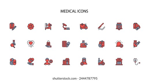 Medical icon set.vector.Editable stroke.linear style sign for use web design,logo.Symbol illustration.
