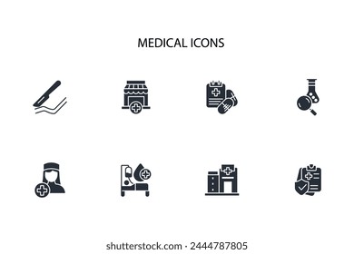 Conjunto de iconos médicos.Vector.Trazo editable.signo de estilo lineal para el uso Diseño web,logo.Ilustración de símbolo.
