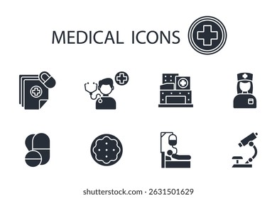 medical icon set.vector.Editable stroke.linear style sign for use web design,logo.Symbol illustration.