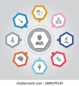 Medical Icon. Simple flat vector icons set on Gray Radiant background