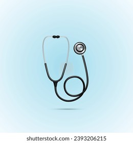 Medical icon stethoscope. Isolated sign stethoscope on Blue background. Vector illustration