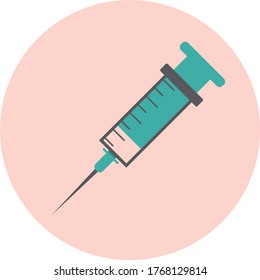 ícono médico de la jeringa médica, ilustración vectorial plana, símbolos para web, aplicación o impresión.