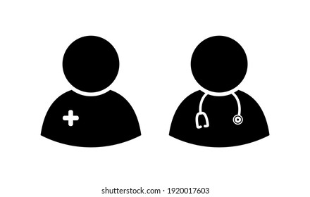 medical icon, user symbol isolated on white background, doctor pictograms set