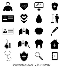 Medical Icon in Vector Format. All Are 20 Icons. EPS Vector Template