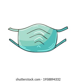 Medical icon. Vector illustration in hand draw style. Medical tools. Blue medical mask
