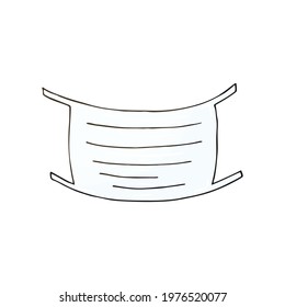 Medical icon. Vector illustration in hand draw style. Medical tools. White medical mask