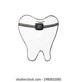 Medical icon. Vector illustration in hand draw style. Medical instrument. Sore tooth. Braces