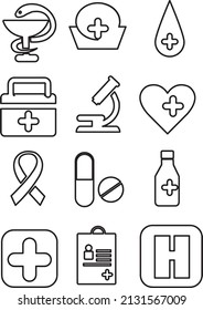 Vector de icono médico Aisló tu línea sobre fondo blanco..eps
